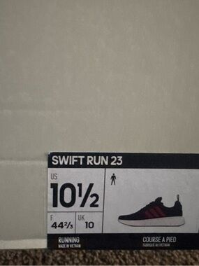 adidas Swift Run 23 Men's Running Shoes - Black with Red Stripes